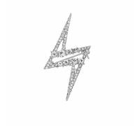 Rhinestone Lightning Bolt Brooch Pins Gold Silver Plated Dainty Thunder Flash Sparkly Crystal Cubic Zirconia Lapel Pins for Women Men Hip Hop Dress Suit Badge Clothing Fashion Jewelry Accessories, M