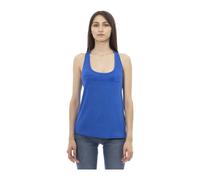 Rhinestone Logo Long Tank Top - female - Just Cavalli - Sleeveless Tops - Blue - XL - Tops XL