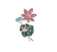 Rhinestone Lotus Brooches For Women Unisex Elegant Handmade Leaf Banquet,E