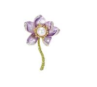 Rhinestone Lotus Brooches For Women Unisex Elegant Handmade Leaf Banquet,M