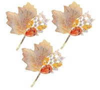 Rhinestone Maple Leaf Brooch, Classic Fall Leaf Lapel Pin, Vintage Fall Brooch Pin for Suit Scarves Birthday Anniversary Sweater(3pcs yellow)