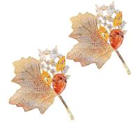 Rhinestone Maple Leaf Brooch, Classic Fall Leaf Lapel Pin, Vintage Fall Brooch Pin for Suit Scarves Birthday Anniversary Sweater(2pcs yellow)
