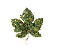 Rhinestone Maple Leaf Brooch for Women Vintage Crystal Leaf Brooch Pin Fashion Red Blue Green Bag Accessories Birthday Party Jewelry (Green)