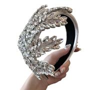 Rhinestone Maple Leaf Headband Bling Sparkly Crystal Diamond Hairband Padded Head Band For Girls Women Hair Accessories For Women Girls(White)
