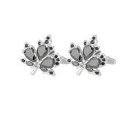 Rhinestone Maple Leaf Pair Cufflinks for Men Crystal Oval Teardrop Leaves Tie Bar Clips Cuff Links Delicate Jewelry Gift Fall Party Christmas Festival Dress Accessories, 0.8 Inches X 0.6 Inches, Metal