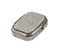 Rhinestone Mini Pill Case, Portable Cute Rhinestone Jewelry Box, Foldable Shiny Crystal Sealed Candy Box Mini Package Pill Box(White)