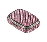 Rhinestone Mini Pill Case, Portable Cute Rhinestone Jewelry Box, Foldable Shiny Crystal Sealed Candy Box Mini Package Pill Box(Pink)