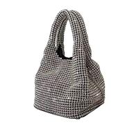 Rhinestone Mini Tote Bag Women Blingbling Sparkle Purse Crystal Clutch Handbags Silver Party Prom Wedding, silver, Mini