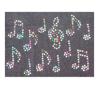 Rhinestone Mix 12 Music Note Motif Iron-On Hotfix Dance