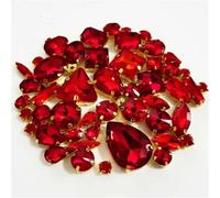 Rhinestone Mix 58Pcs Top Crystal Glass Rhinestones Shiny Gold Bottom Red Sew On Stones for Needlework DIY/Clothing Accessories