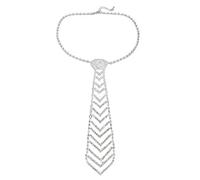 Rhinestone Necktie Artificial Diamonds Long Necktie Pendant Glitter Sequin Neck Tie Sparkly Necklace Bling Bow tie Sweater Chain Jewelry for Cocktail Hen Wedding Party (Style-1)