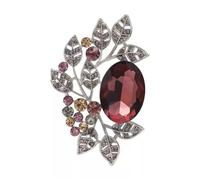 Rhinestone Olive Leaf Brooch Pin for Women Men Unisex Vintage Oval Round Crystal Brooches Lapel Pins Retro Dress Accessories Birthday Holiday Anniversary Jewelry Souvenir, M, Metal, no gemstone