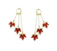 Rhinestone Orange Maple Leaf Earrings Crystal Drop Autumn Tiny Huggie Hoop Earrings Maple Leaves Dangle Earring Christmas Thanksgiving Fall Accessories for Women Perfect Jewelry Dainty Gift