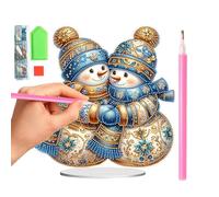 Rhinestone Painting,2D Acrylic Ornaments - with Stand Snowman Table Sign,for Family Bedroom Dorm Bookshelf Farmhouse Workplace Party Holiday Winter Festival Counter