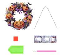 Rhinestone Painting Wreath - 2D Acrylic Hangable Window Decoration | Rhinestone Craft Kit For Bedroom Study Apartment Car Classroom Activity | Halloween Fall Season Porch Indoor Outdoor Decor