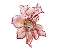 Rhinestone Patches 2Pcs Embroidered Sequin 3D Flower Rhinestone Patch Sewing Floral Fabric Lace(Pink)