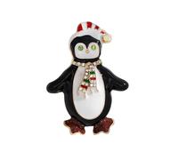 Rhinestone Penguin Enamel Brooch - Gold Plated Christmas Winter Animal Jewellery with Scarf, 5.5cm Festive Lapel Pin for Women Girls, Xmas Holiday Party Dress Accessory Gift