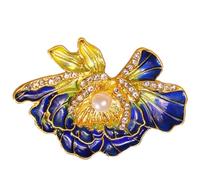 Rhinestone Peony Flower Brooch, Elegant Pearl Brooch Pin, Crystal Diamond Flower Pins for Party Dance Wedding Banquet(1pcs Blue)
