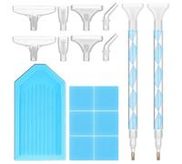 Rhinestone Picker Tool Kit Diamond Jewel Applicator With Tray Dual-Ended Rhinestones Applicator Dotting Pen Clay Handle Manicure Rhinestone Picker Handle with Plastic Replacement Tips for DIY Nail Art