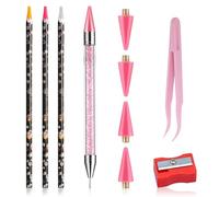 Rhinestone Picker Tool, Rhinestone Pen, Wax Pencils for Diamond Painting, Diy Nail Art Decoration Kit, for Nail Salon or Home Use, with 4 Extra Wax Heads, 1 Tweezer, 1 Pencil Sharpener and 3 Crayons