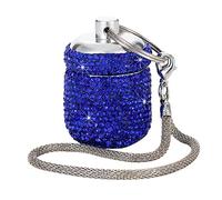 Rhinestone Pill Box Bling Pill Holder Keychian Aluminum Pill Container Mini Cylinder Pill Case Organizer for Purse Keychain Pill Bottle Vitamin Medicine Tracker (Blue)