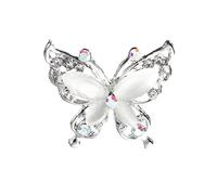 Rhinestone Plated Butterfly Brooch Pin, Rhinestone Butterfly Brooch Pin, Opal Stone Gold/Silver Butterfly Wedding Women Brooch(silver)