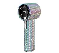 Rhinestone Portable Fan, Hand Cooling Circulator, Quiet Air Device with Led Display, Rechargeable Blower, Personal Travel Cooler with Shiny Stones, Summer Accessory for Kids School 17x8x6cm