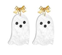 Rhinestone Pumpkin Ghost Stud Drop Earrings for Women White Orange Black Tones Beaded Dangle Earrings Gold Bow White Ghost Halloween Gifts, XL, Alloy Steel, No Gemstone