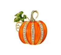 Rhinestone Pumpkin Witch Hat Brooch Colorful Enamel Crystal Flower Leaf Broom Halloween Lapel Pins Dainty Holiday Night Costume Party Jewelry, Metal, no gemstone