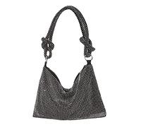 Rhinestone Purse for Women Chic Bling Evening Handbag Shiny Hobo Bag Sparkly Shoulder Bag for Party Wedding Dinner, A02-black