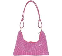 Rhinestone Purses for Women Crystal Clutch Wedding Purse Bling Hobo Sparkly Glitter Handbag Underarm Shoulder Banquet(Rose)