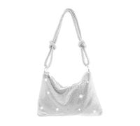 Rhinestone Purses for Women, Prom Purse with Comfortable Shoulder Strap and Smooth Zipper, Evening Bag with Spacious Capacity, Silver, 12.01 x 8.07 x 1.97 inches