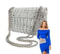 Rhinestone Purses for Women,Rhinestone Hand Purse for Women | Evening Bag Shiny Soft Hand Bag with de para mujer, silver, Consulte la descripción, See description