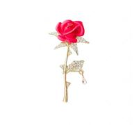 Rhinestone Red Rose Flower Brooch Pins Valentines Day Elegant Flowers Floral Sparkly Crystal Cubic Zirconia Lapel Pins for Women Wedding Bridal Christmas Dance Dress Suit Ceremony Clothes Accessories