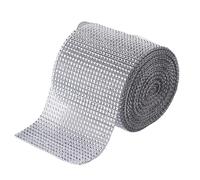 Rhinestone Ribbon 10Yards Rhinestone Ribbon Bling Diamond Mesh Wrap 24 Row for Wedding Cake Vase Decor Party Supply(Silver)
