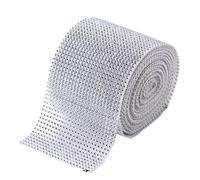 Rhinestone Ribbon 1yards/lot 24Rows Rhinestones Ribbon, Rhinestone Mesh Fabric,Bling Roll for Wedding Decoration(White Sliver-1yard)