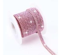 Rhinestone Ribbon 4MM*5Yard Self Adhesive Glass Rhinestone Strips for DIY Crafts, Mirror, Wedding, Kitchen, Home Decoration (Pink)