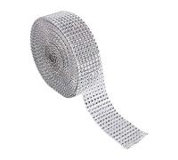 Rhinestone Ribbon, Diamond Mesh Ribbon - 8 Rows 10 Yard Hot Trimmable Diamond Mesh Ribbon Sparkling Rhinestone Crystal Warp for Crafts for Wedding Cakes, Birthday Decorations(Silver)