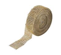 Rhinestone Ribbon, Diamond Mesh Ribbon - 8 Rows 10 Yard Hot Trimmable Diamond Mesh Ribbon Sparkling Rhinestone Crystal Warp for Crafts for Wedding Cakes, Birthday Decorations(Gold)
