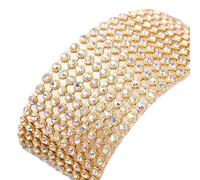Rhinestone Ribbon Hotfix Ribbon Trim 2-15 Rows x 1.2m Multicolor for DIY Decoration(Gold Crystal AB,15rowsx1.2meter4.8cm)