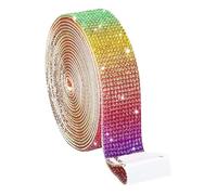 Rhinestone Ribbon Self Adhesive Rhinestone Strips Diamond Bling Crystal Ribbon Sticker Wrap for Craft Jewel Tape Roll DIY Car(Color9,1ROLL_Width 9MM (4 Row))