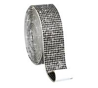Rhinestone Ribbon Self Adhesive Rhinestone Strips Diamond Bling Crystal Ribbon Sticker Wrap for Craft Jewel Tape Roll DIY Car(Black,1ROLL_Width 13.5MM (6 Row))