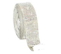 Rhinestone Ribbon Self Adhesive Rhinestone Strips Diamond Bling Crystal Ribbon Sticker Wrap for Craft Jewel Tape Roll DIY Car(Color 1,1ROLL_Width 13.5MM (6 Row))