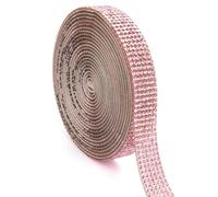 Rhinestone Ribbon,Self Adhesive Rhinestones,Crushed Diamond Ornaments,Rhinestone Stickers,Ribbons for Crafting,Light Pink Ribbon,1 Roll