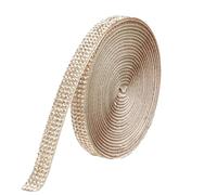 Rhinestone Ribbon,Self Adhesive Rhinestones,Crushed Diamond Ornaments,Ribbons for Crafting,1 Roll,Champagne Gold Ribbon