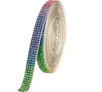Rhinestone Ribbon,Self Adhesive Rhinestones,Crushed Diamond Ornaments,Ribbons for Crafting,1 Roll Colourful Ribbon
