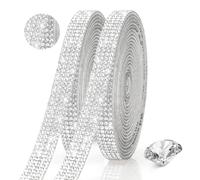Rhinestone Ribbon,Self Adhesive Rhinestones,Silver Ribbon,Crushed Diamond Ornaments,Rhinestone Stickers,Diamante Trim,Rhinestone Trim,Rhinestone Tape,Diamond Stickers,Ribbons for Crafting,2 Pices