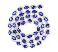 Rhinestone Ribbon Tassel Chain, Shiny Rhinestone Fringe Trim for Crafts, 1 Yard Blue Oval Shape Glass Rhinestones with DIY Cutting Feature, Perfect for Clothing Accessories, Weddin
