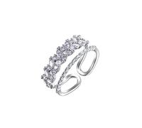 Rhinestone Ring Double Layered Diamond Promise Engagement Minimalist Rings Fashion Open Adjustable Statement Band Wedding Bands for Women