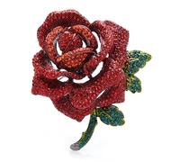 Rhinestone Rose Flower Brooch Pin Large Flower Crystal Lapel Pin Rose Flower Brooch for Women Girls Elegant Dress Accessories Jewellery